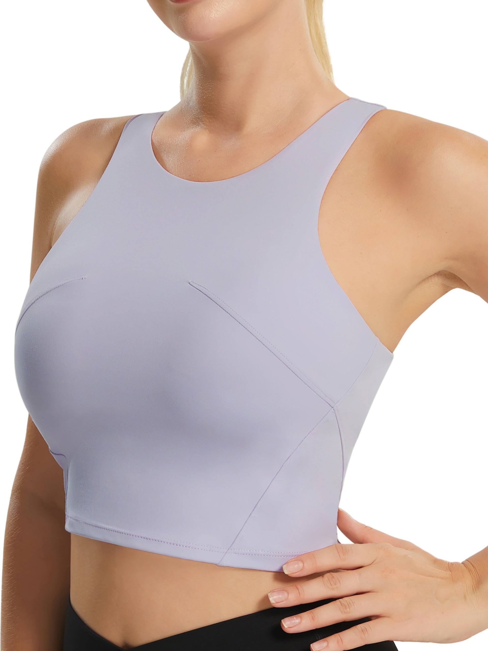 Women's Racerback Sports Tank Top - Athletic Built-in Bra Crop Vest For Running And Yoga, Sleeveless Workout Active Wear