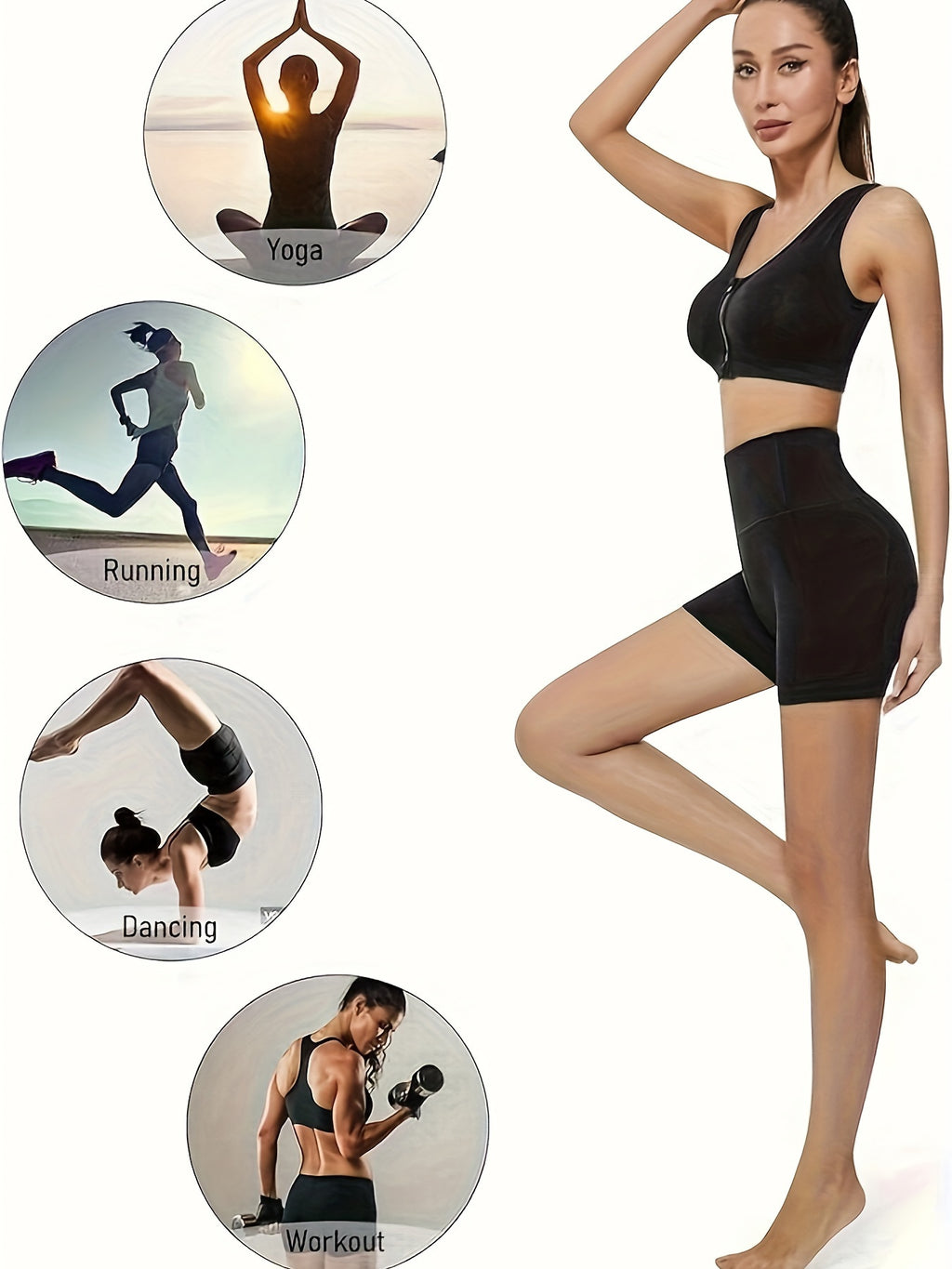 Women's 5" High Waist Active Wear Shorts Yoga Leggings, Tummy Control Workout Shorts Side Pockets Pants