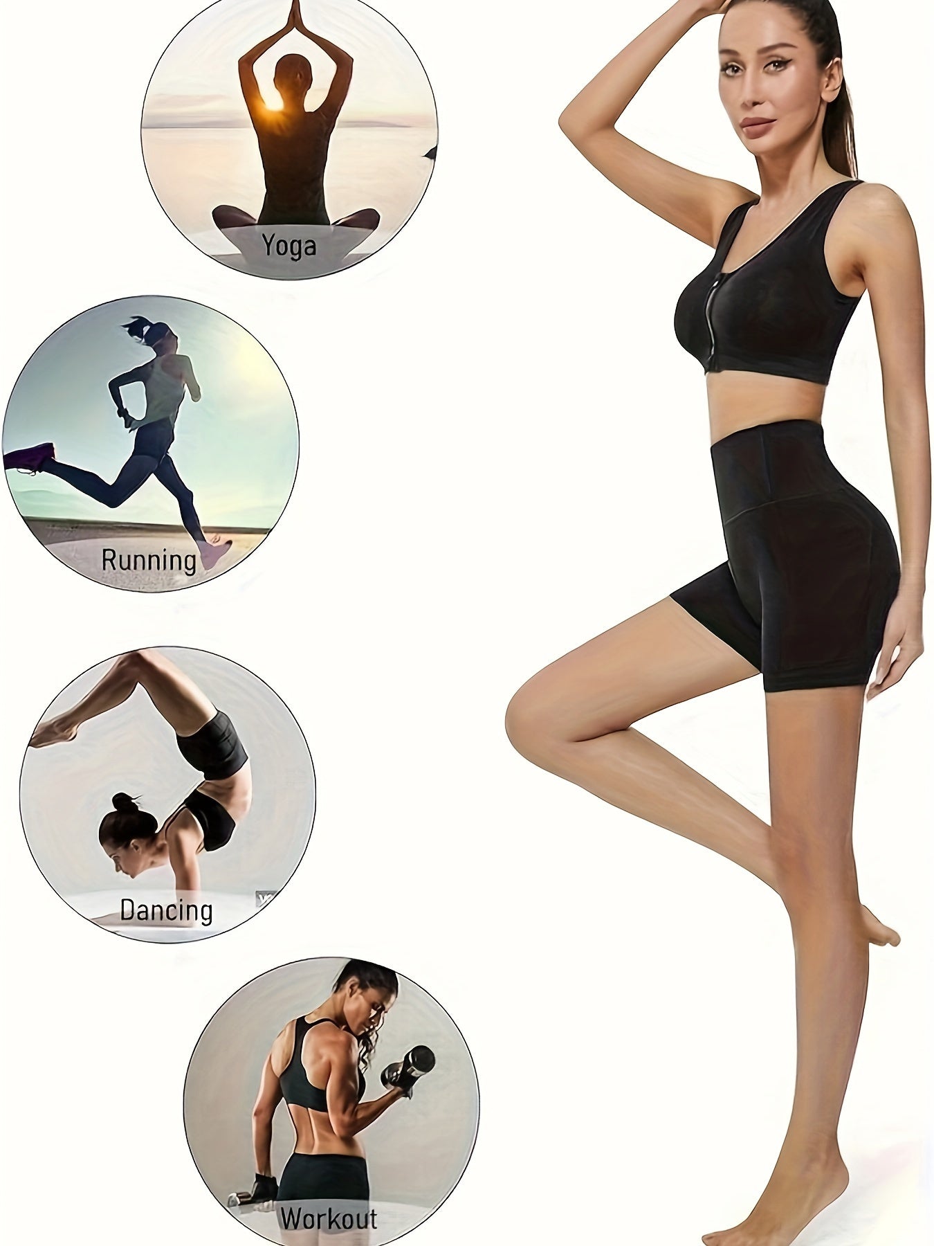 Women's 5" High Waist Active Wear Shorts Yoga Leggings, Tummy Control Workout Shorts Side Pockets Pants