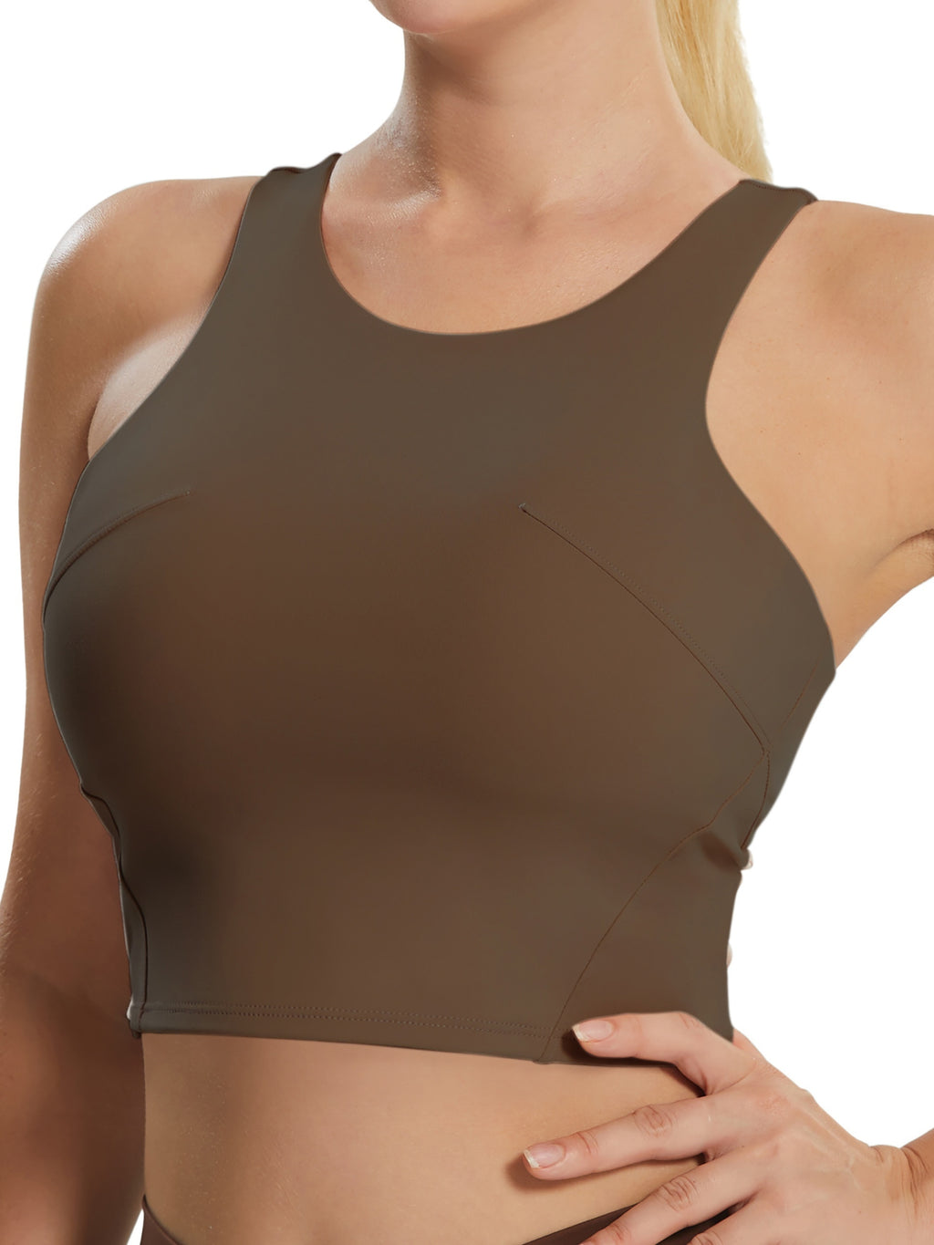 Women's Racerback Sports Tank Top - Athletic Built-in Bra Crop Vest For Running And Yoga, Sleeveless Workout Active Wear