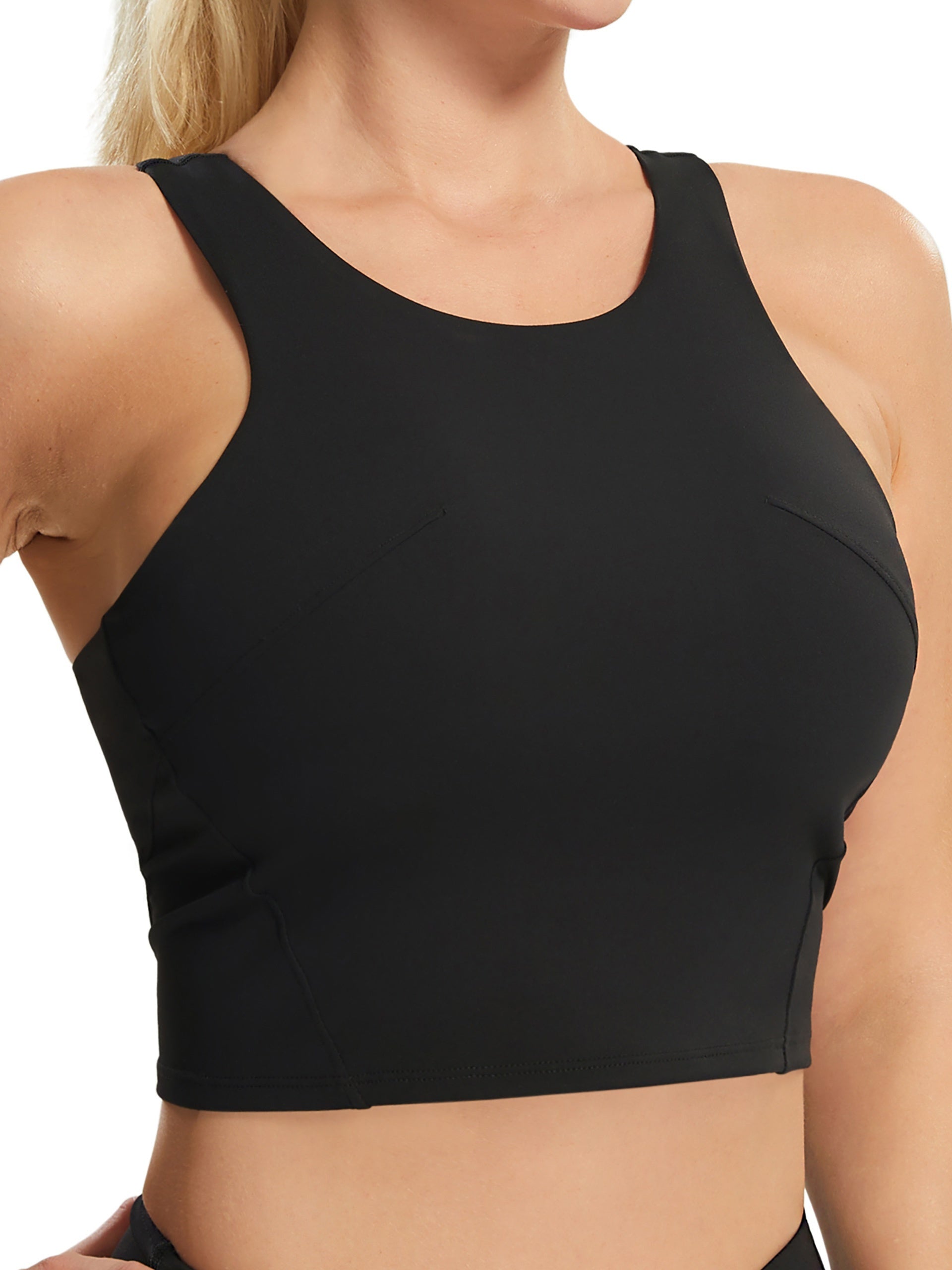 Women's Racerback Sports Tank Top - Athletic Built-in Bra Crop Vest For Running And Yoga, Sleeveless Workout Active Wear