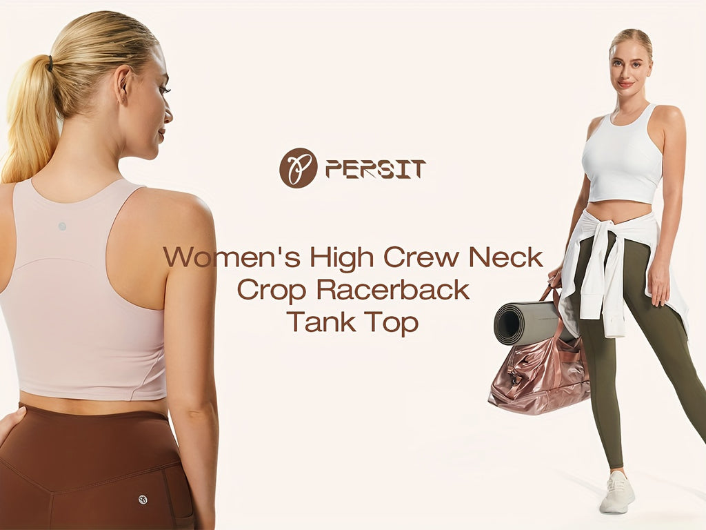 Women's Racerback Sports Tank Top - Athletic Built-in Bra Crop Vest For Running And Yoga, Sleeveless Workout Active Wear