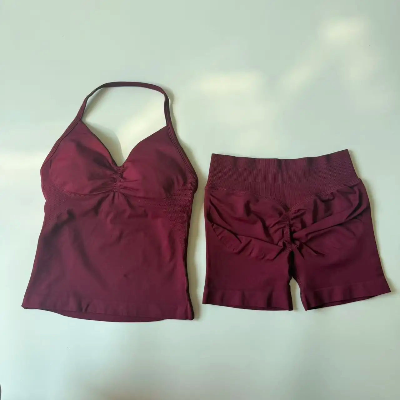 Impact Yoga Set Women Padded Halter Tank Top Scrunch Butt Lifting Gym Shorts Set Summer Sportswear Workout Clothes