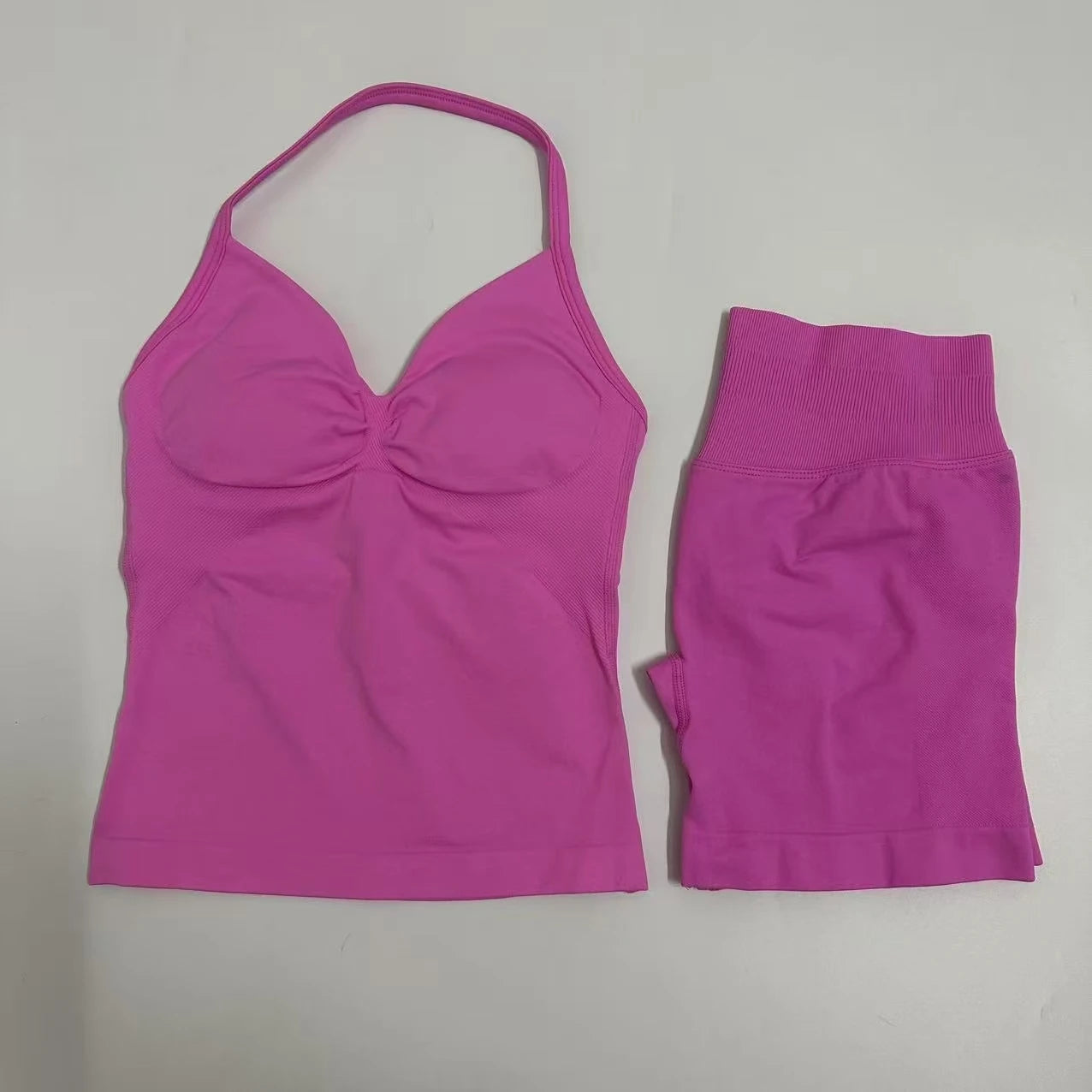 Impact Yoga Set Women Padded Halter Tank Top Scrunch Butt Lifting Gym Shorts Set Summer Sportswear Workout Clothes