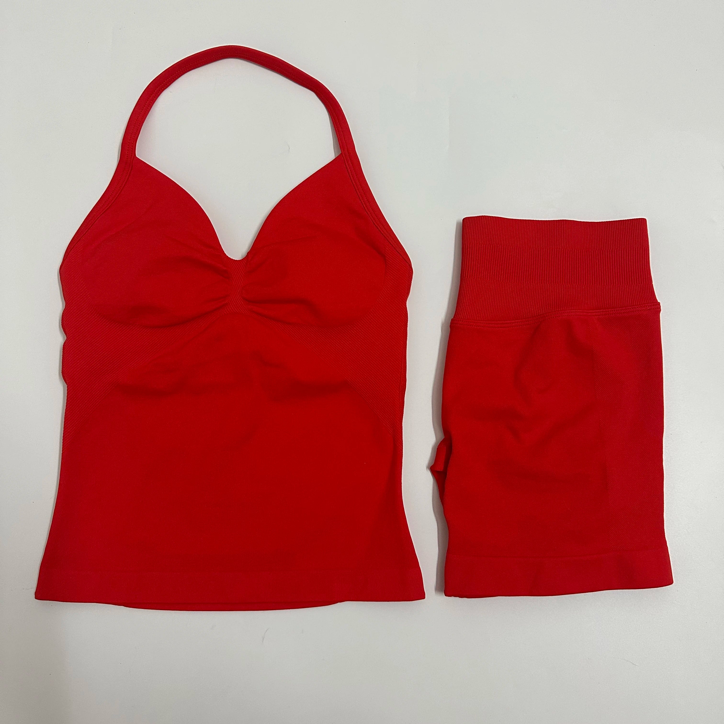 Impact Yoga Set Women Padded Halter Tank Top Scrunch Butt Lifting Gym Shorts Set Summer Sportswear Workout Clothes