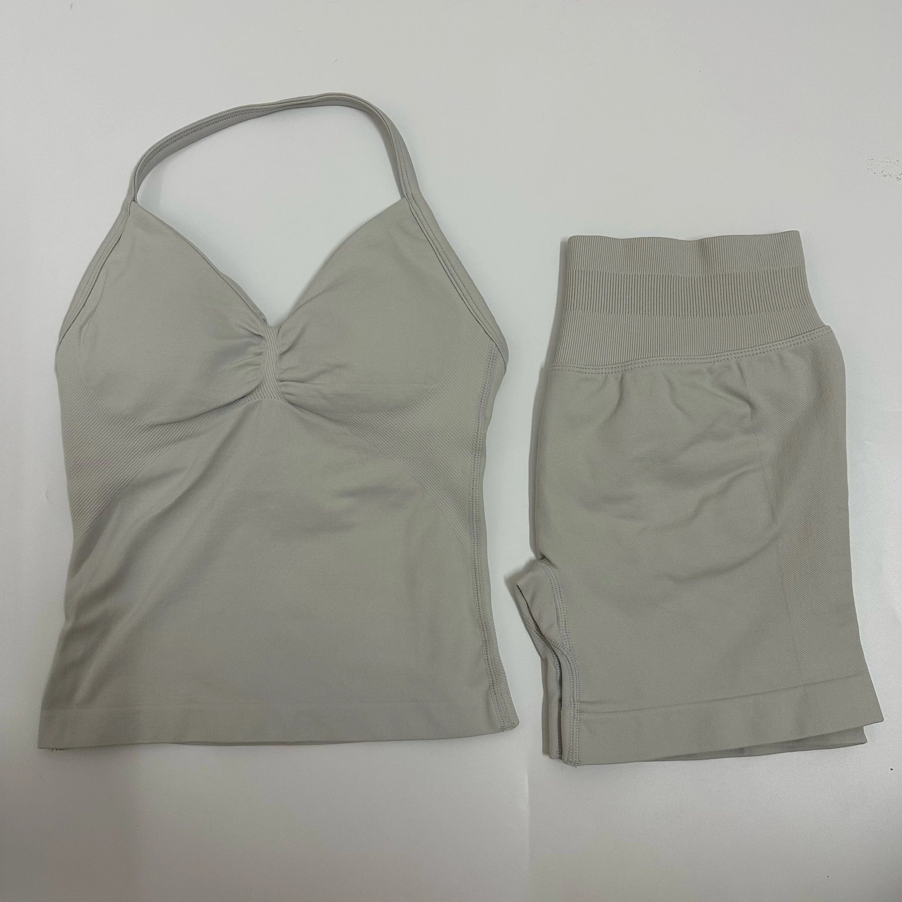 Impact Yoga Set Women Padded Halter Tank Top Scrunch Butt Lifting Gym Shorts Set Summer Sportswear Workout Clothes