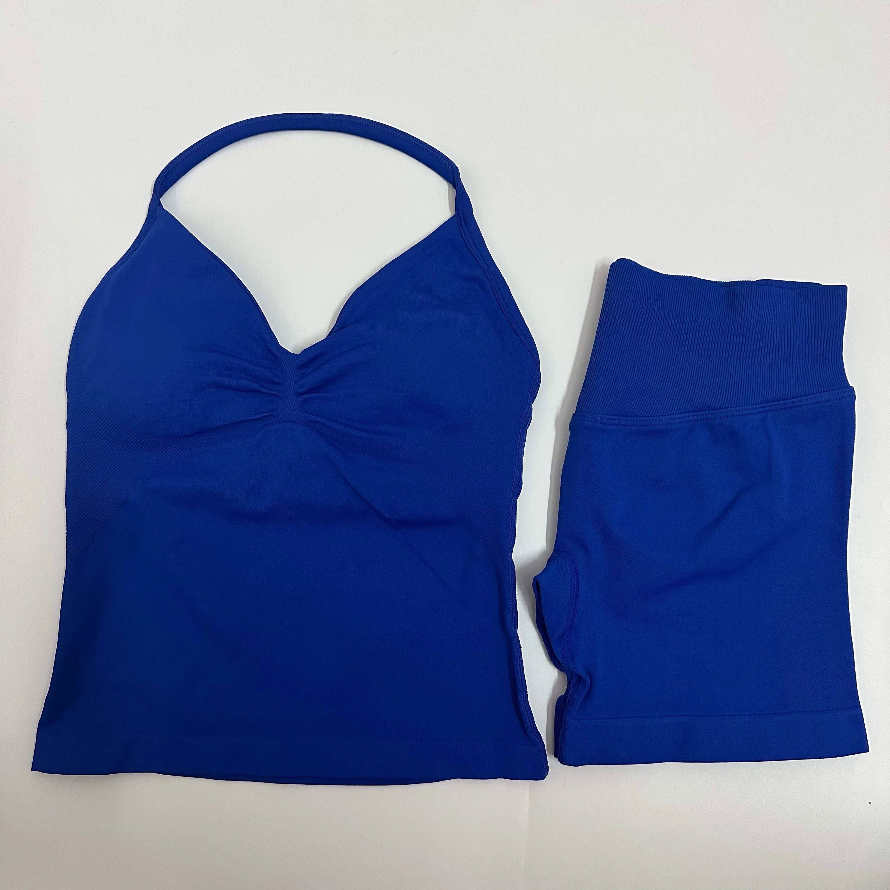 Impact Yoga Set Women Padded Halter Tank Top Scrunch Butt Lifting Gym Shorts Set Summer Sportswear Workout Clothes