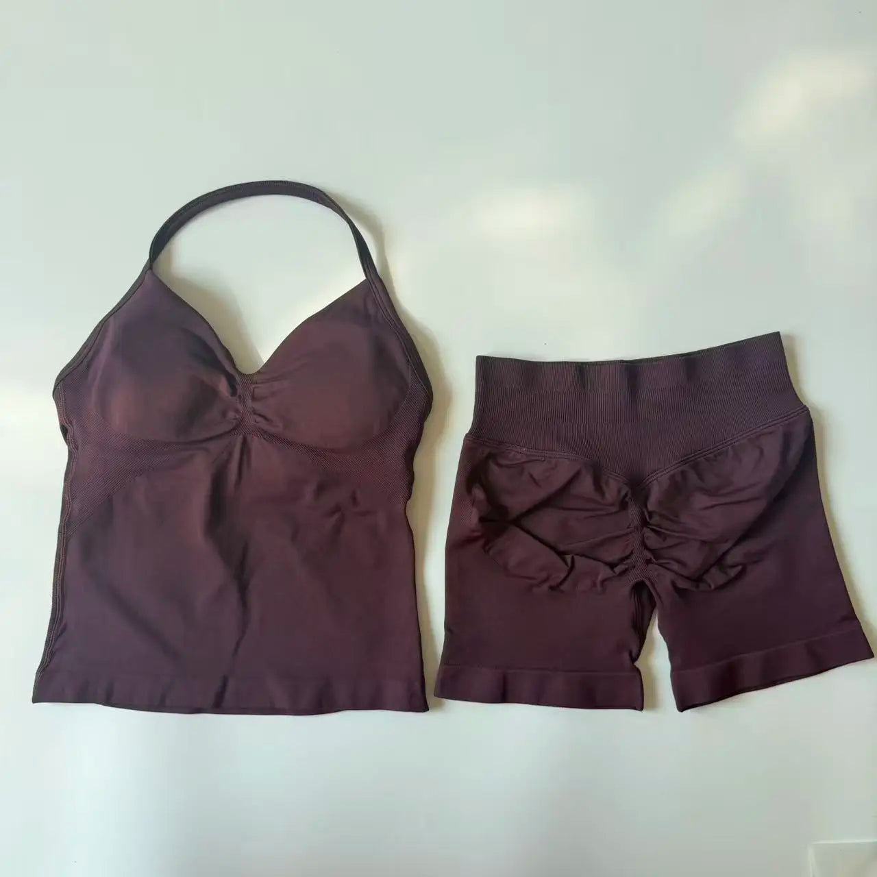 Impact Yoga Set Women Padded Halter Tank Top Scrunch Butt Lifting Gym Shorts Set Summer Sportswear Workout Clothes