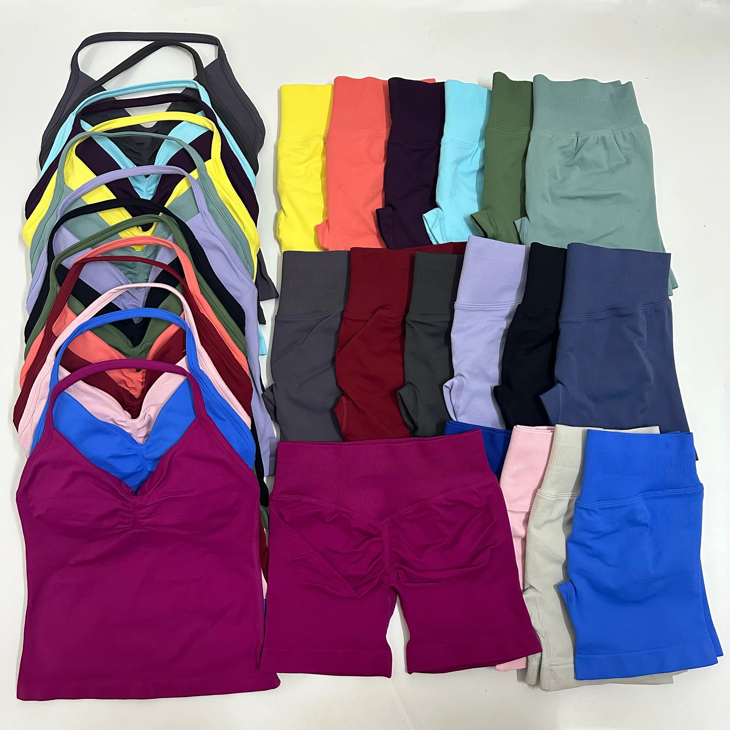 Impact Yoga Set Women Padded Halter Tank Top Scrunch Butt Lifting Gym Shorts Set Summer Sportswear Workout Clothes