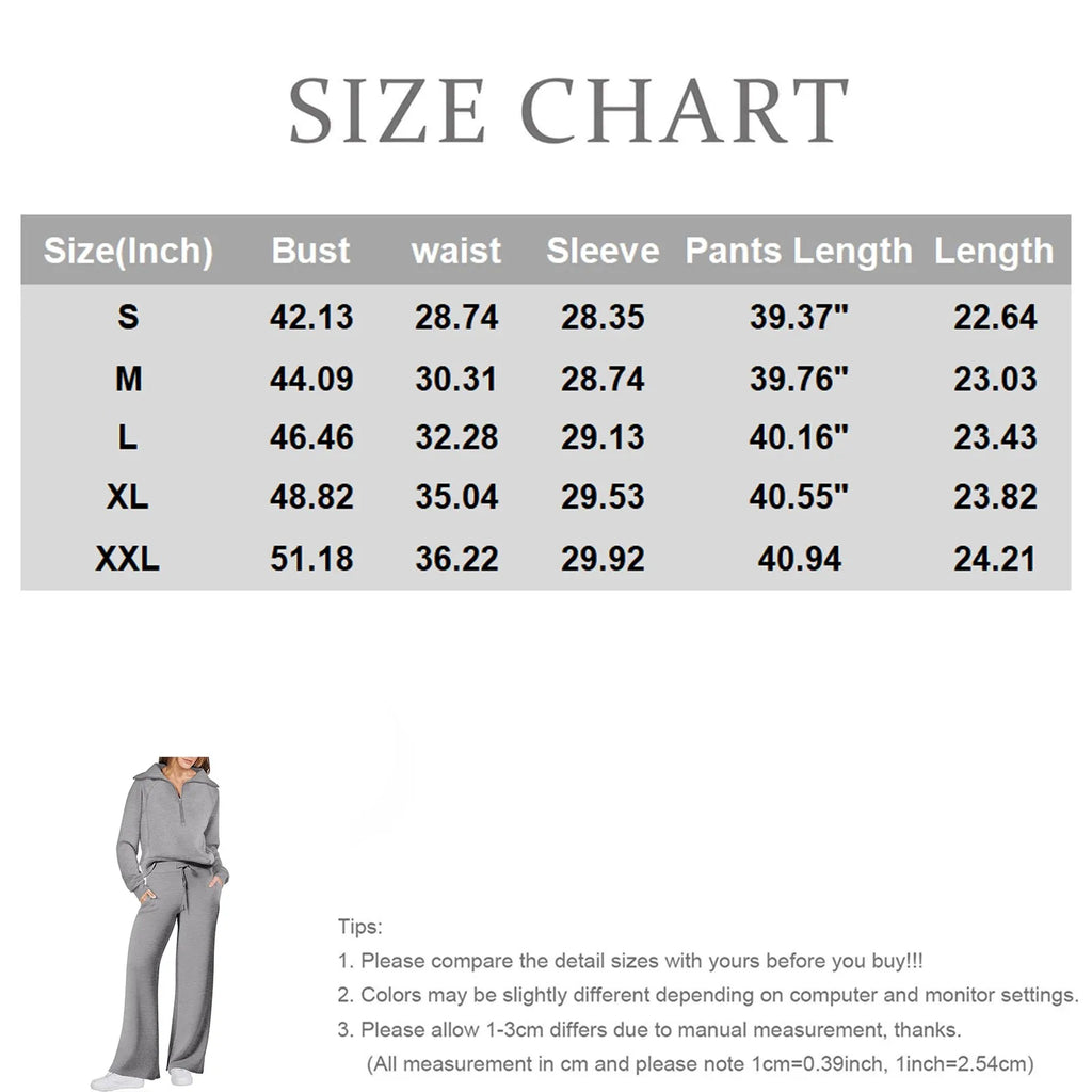 Active Fashion Women Two Piece Set Half Zip Collar Sweatshirt Popular Wide Leg Pants Pocket Design Comfy Lounge Sports Outfit