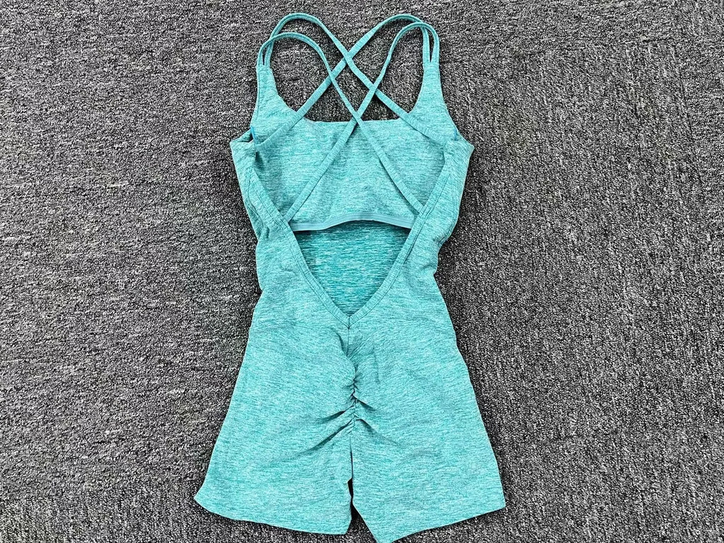 Padded Active Wear Gym Yoga Bodysuit Women Fitness Clothing Women Workout Female Sports Outfit Suits Exercise Jumpsuit