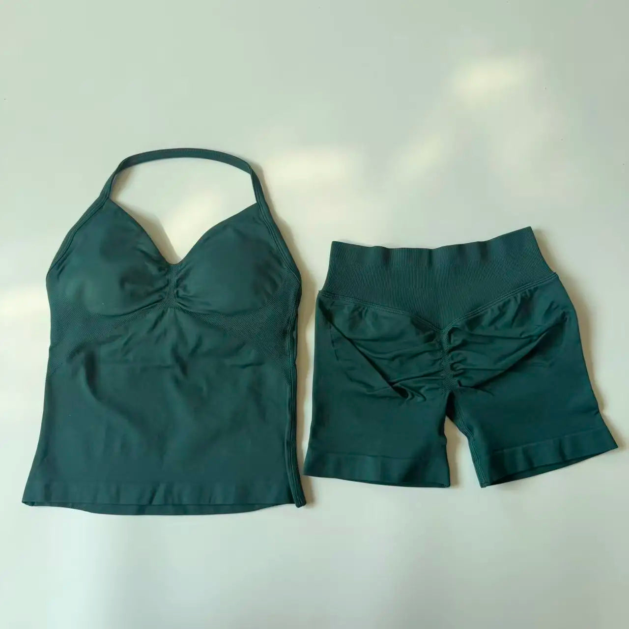 Impact Yoga Set Women Padded Halter Tank Top Scrunch Butt Lifting Gym Shorts Set Summer Sportswear Workout Clothes