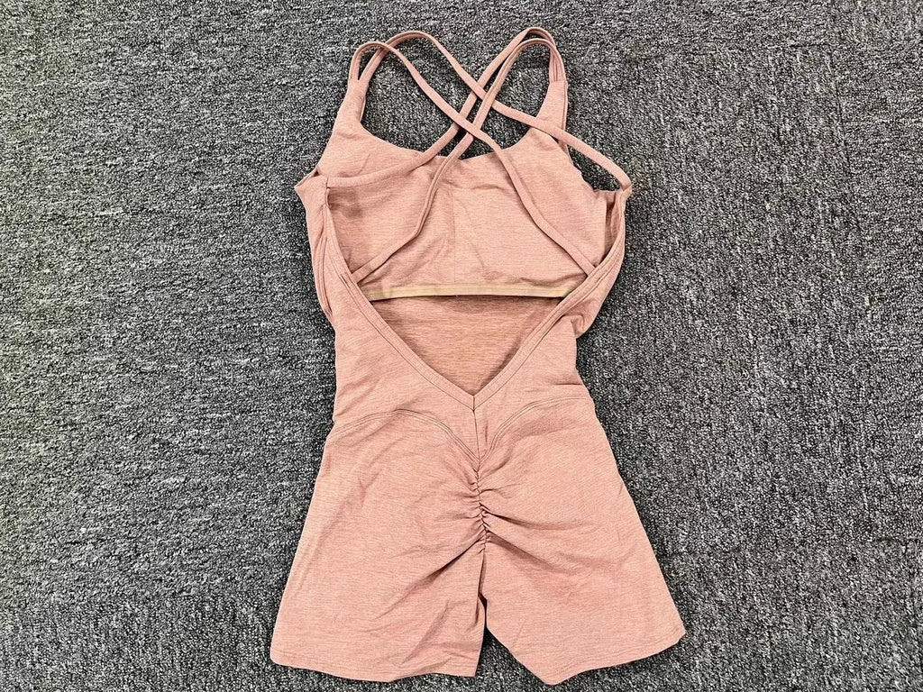 Padded Active Wear Gym Yoga Bodysuit Women Fitness Clothing Women Workout Female Sports Outfit Suits Exercise Jumpsuit