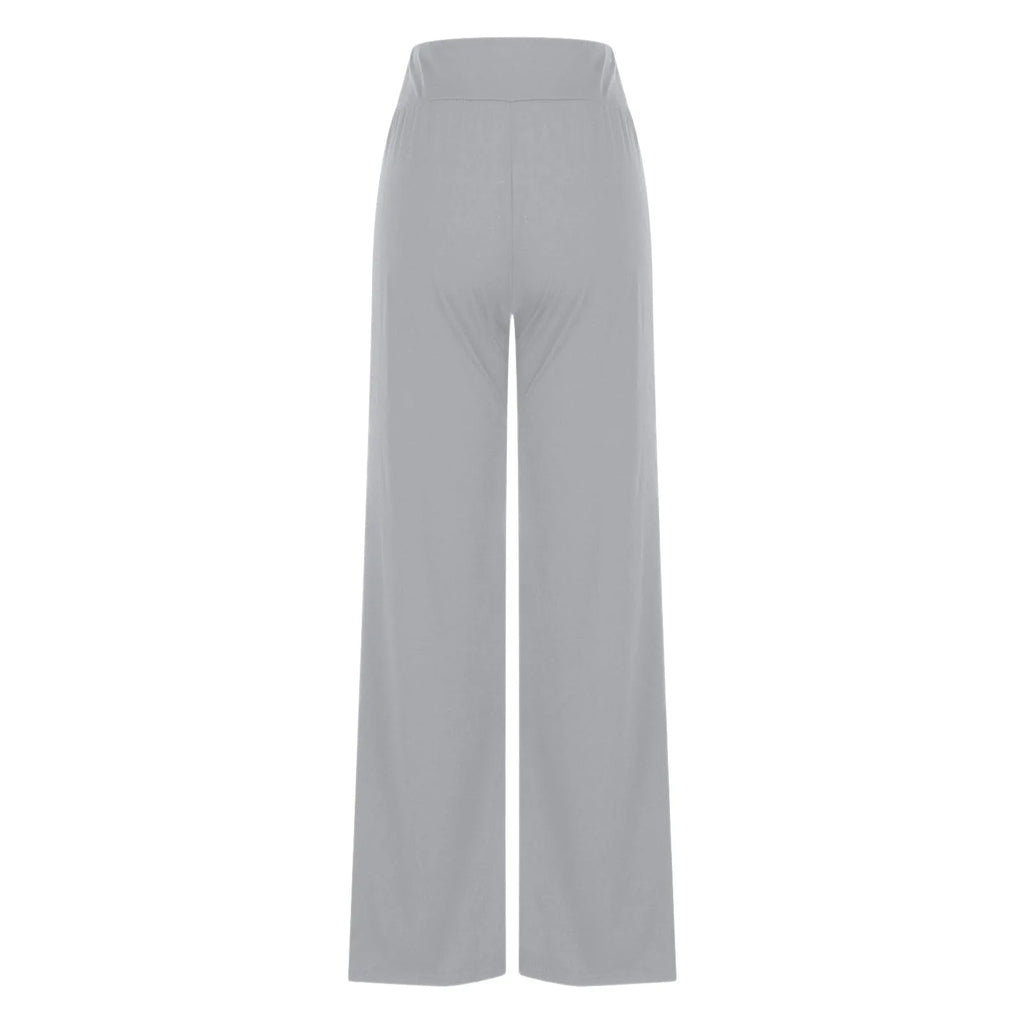 Activewear Women Wide Leg Pants Casual Cotton Yoga Pants With Pockets High Waist Drawstring Baggy Sweatpants Flare Leggings