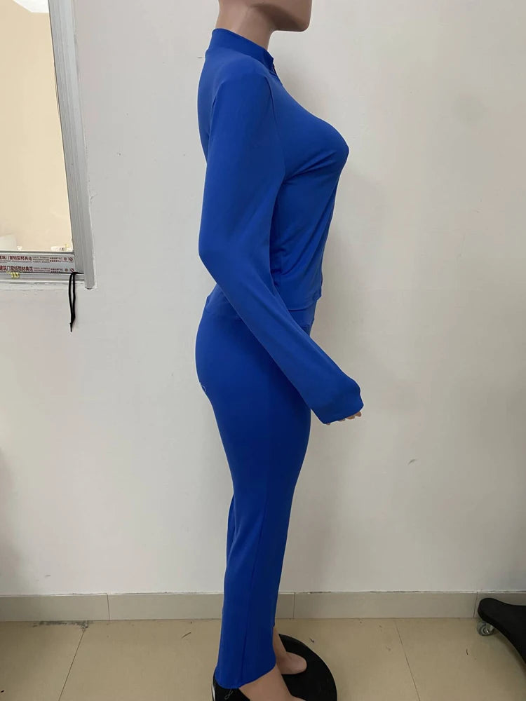 Loungewear Tracksuits Womens 2 Two Piece Set Activewear Full Sleeve Zip up Crop Top and High Waist Slim Long Pants Sets Outfit