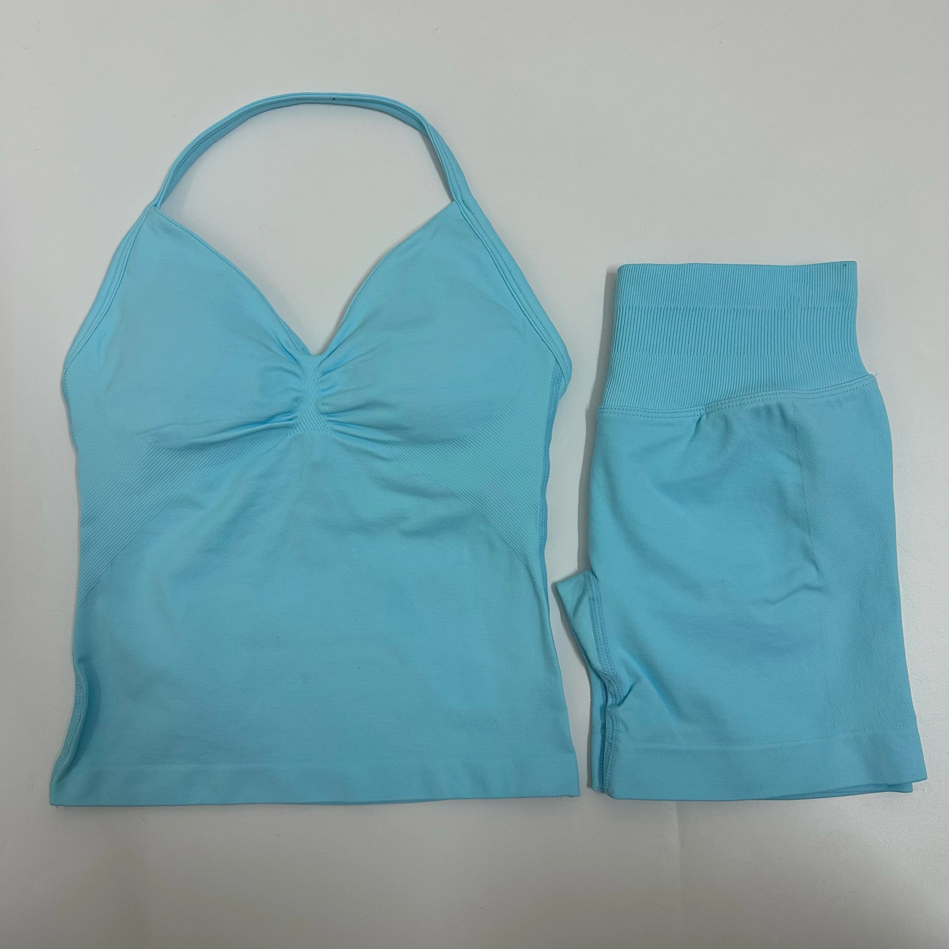 Impact Yoga Set Women Padded Halter Tank Top Scrunch Butt Lifting Gym Shorts Set Summer Sportswear Workout Clothes