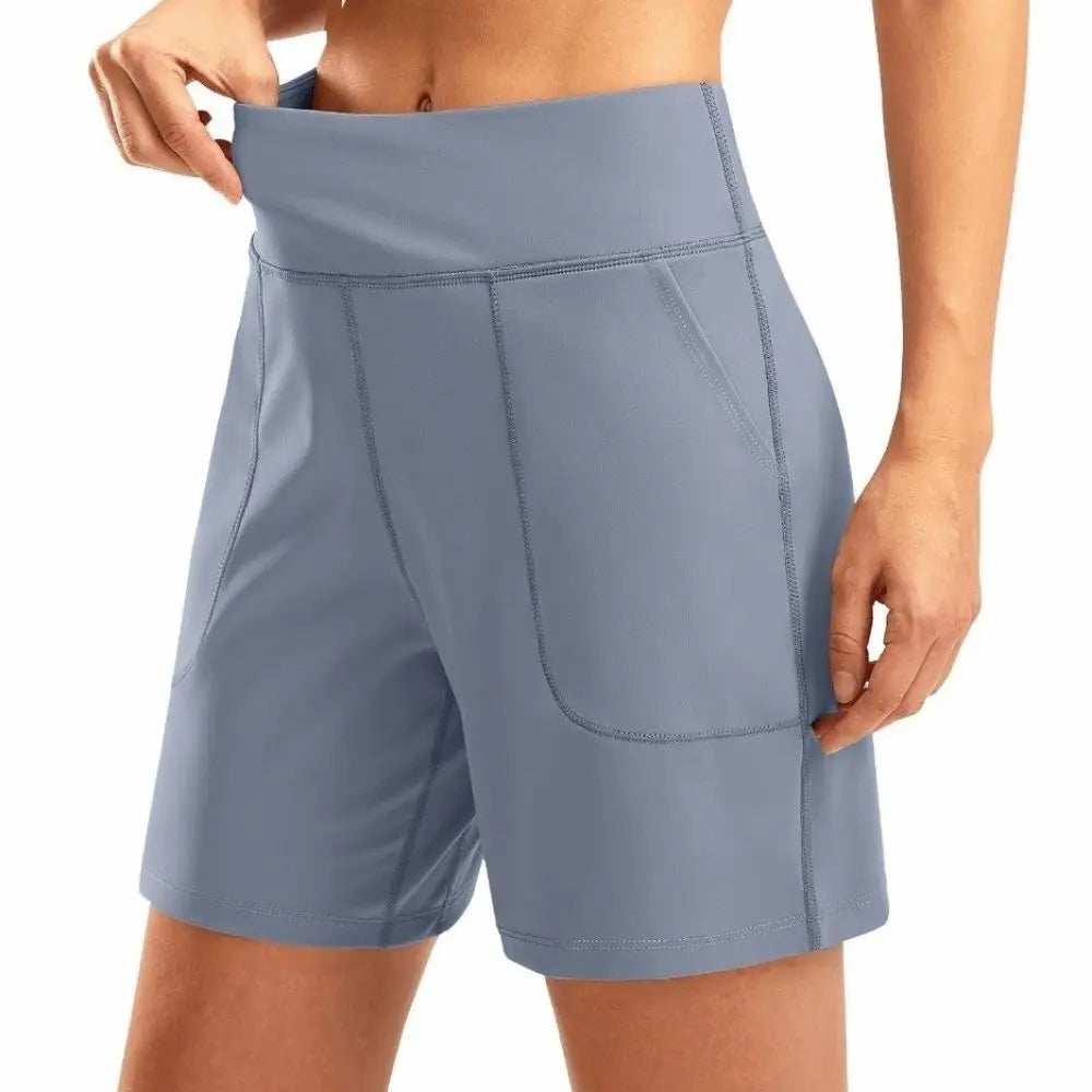 Active Wear Elastic Waist Women Running Shorts High Waist with Pockets Sport Shorts Breathable Comfortable Yoga Pants Workout