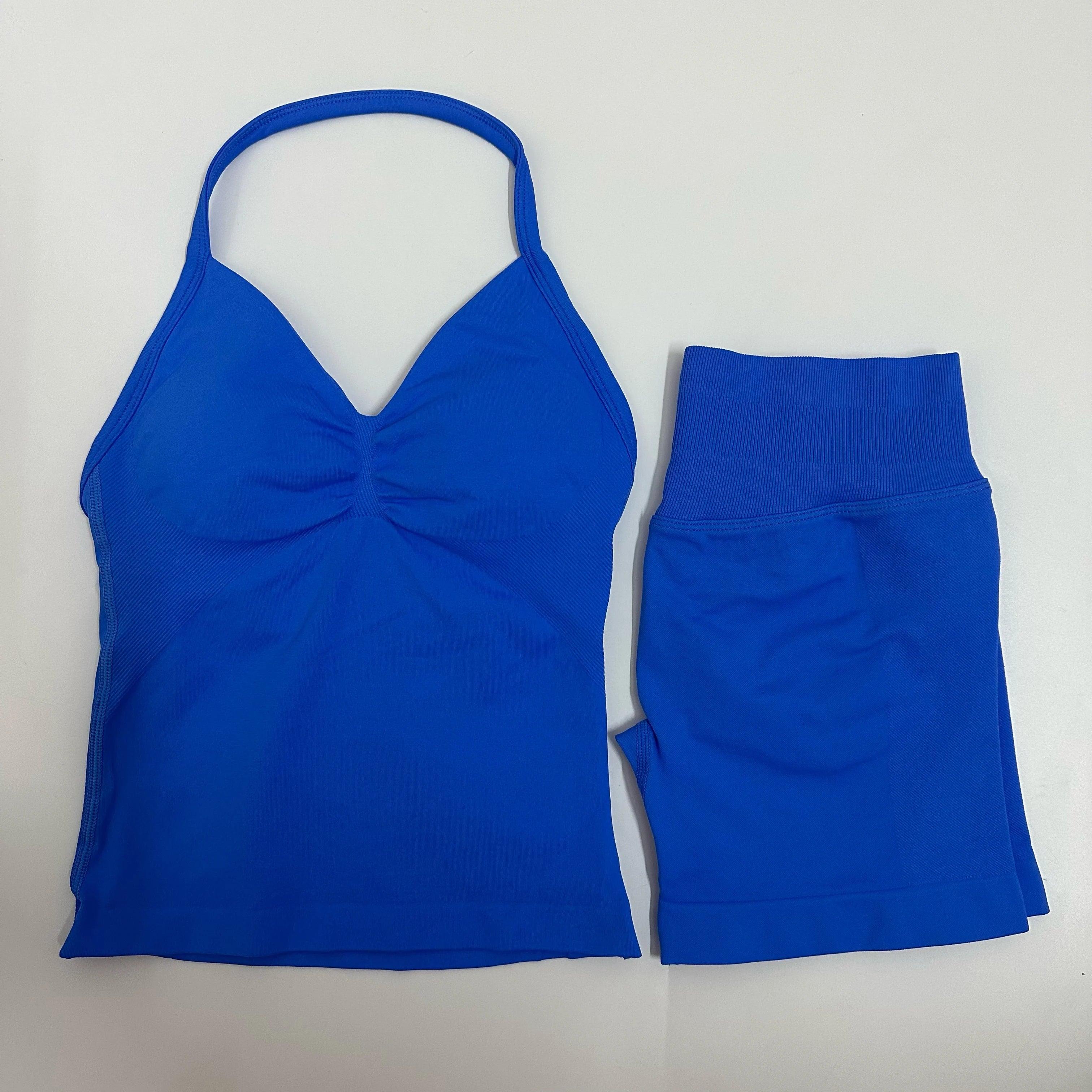 Impact Yoga Set Women Padded Halter Tank Top Scrunch Butt Lifting Gym Shorts Set Summer Sportswear Workout Clothes