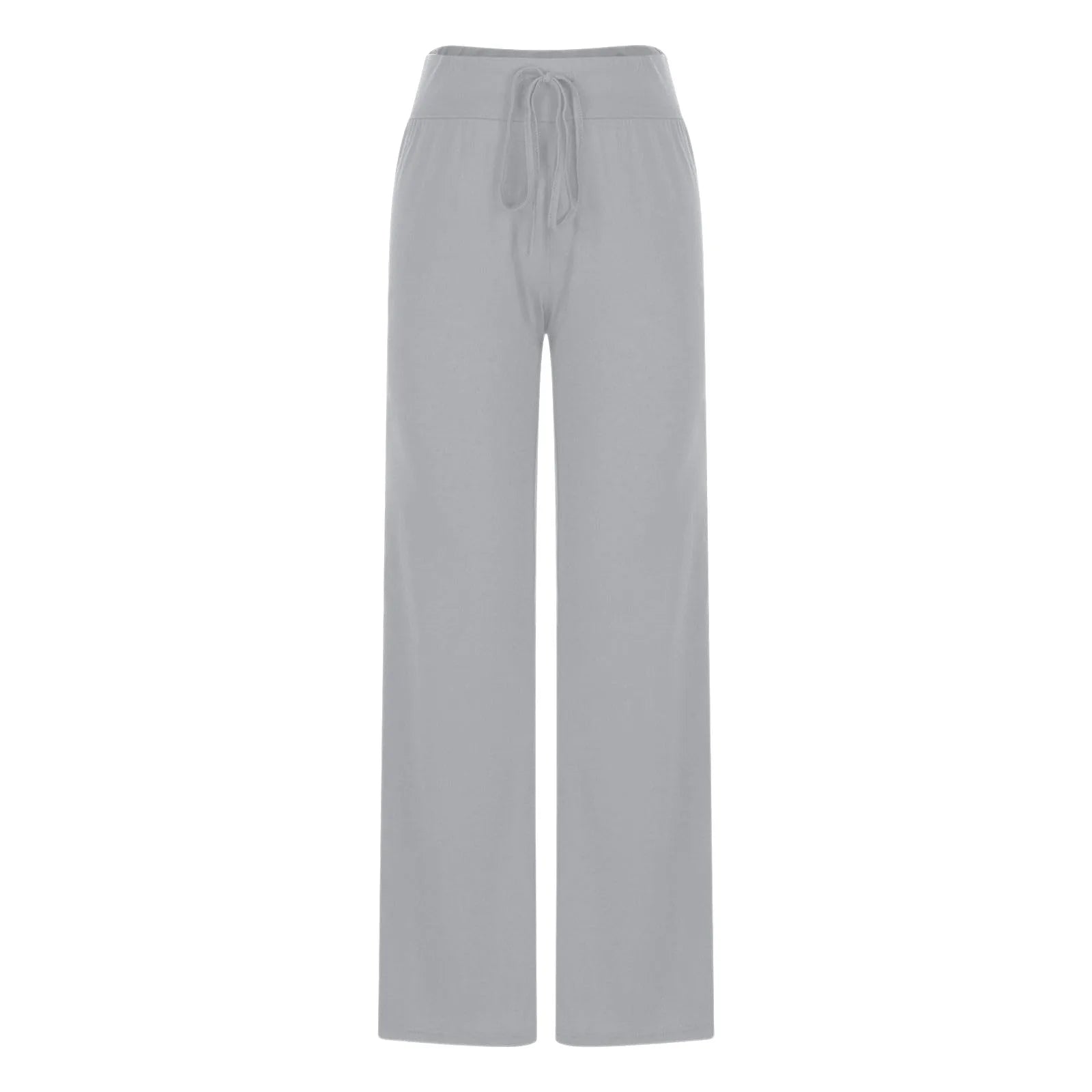 Activewear Women Wide Leg Pants Casual Cotton Yoga Pants With Pockets High Waist Drawstring Baggy Sweatpants Flare Leggings