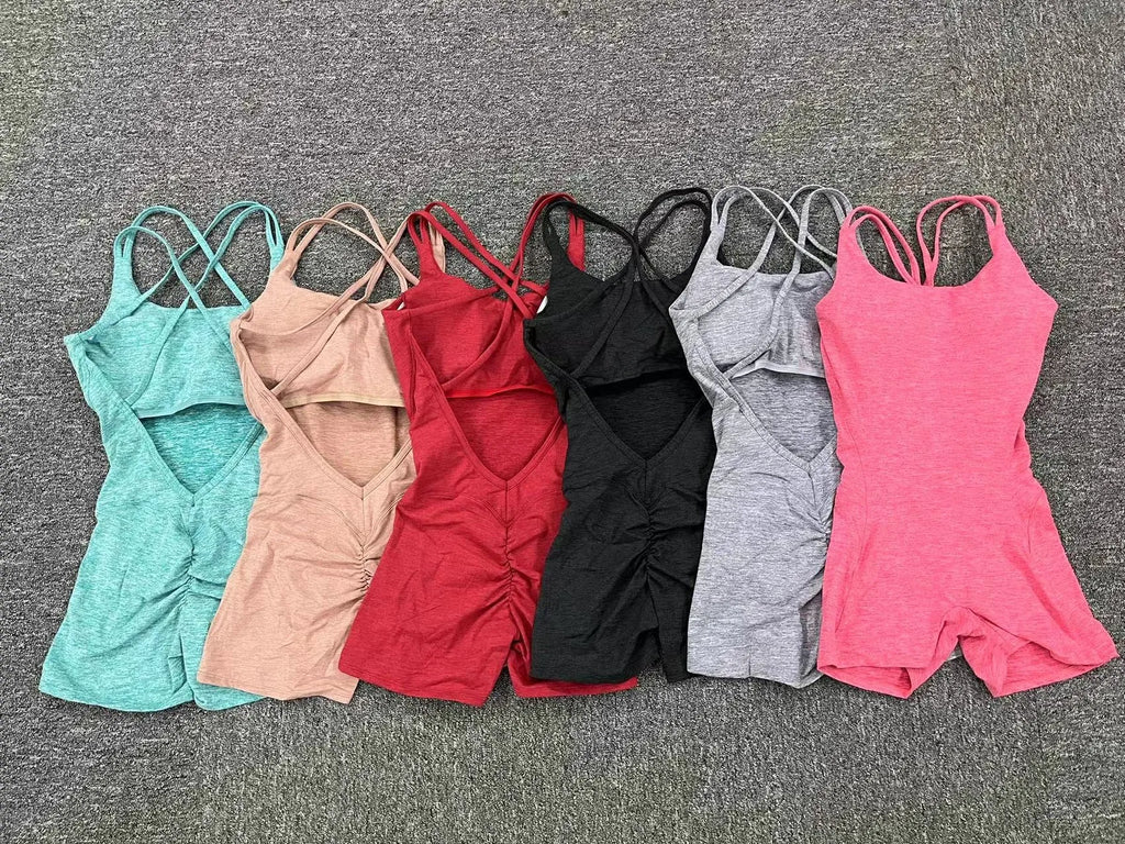 Padded Active Wear Gym Yoga Bodysuit Women Fitness Clothing Women Workout Female Sports Outfit Suits Exercise Jumpsuit