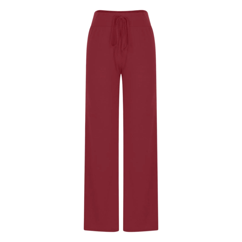 Activewear Women Wide Leg Pants Casual Cotton Yoga Pants With Pockets High Waist Drawstring Baggy Sweatpants Flare Leggings