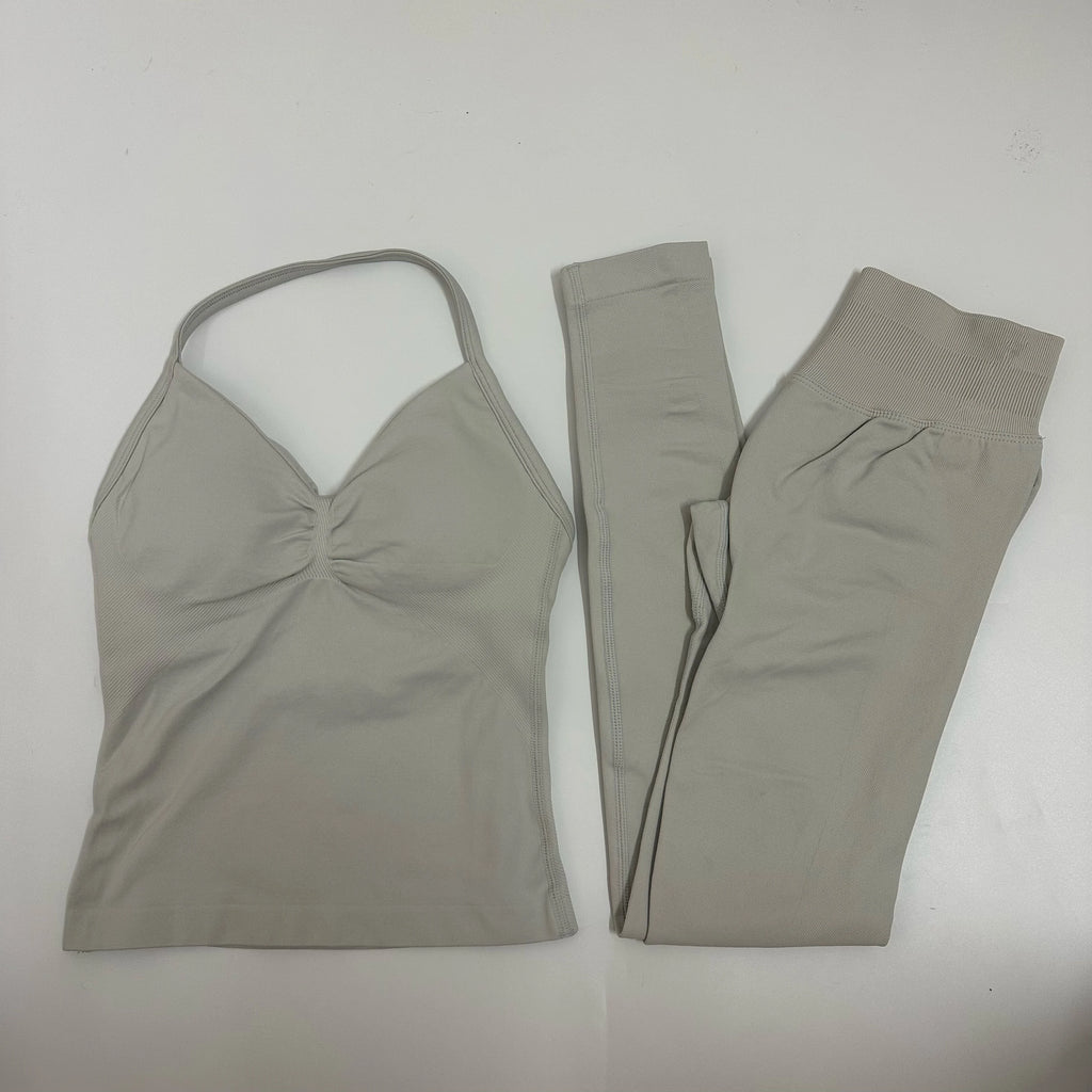 Impact Yoga Set Women Padded Halter Tank Top Scrunch Butt Lifting Gym Shorts Set Summer Sportswear Workout Clothes