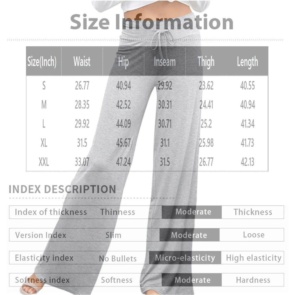 Activewear Women Wide Leg Pants Casual Cotton Yoga Pants With Pockets High Waist Drawstring Baggy Sweatpants Flare Leggings