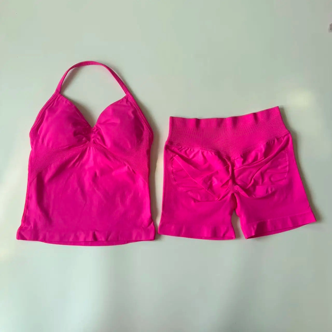 Impact Yoga Set Women Padded Halter Tank Top Scrunch Butt Lifting Gym Shorts Set Summer Sportswear Workout Clothes