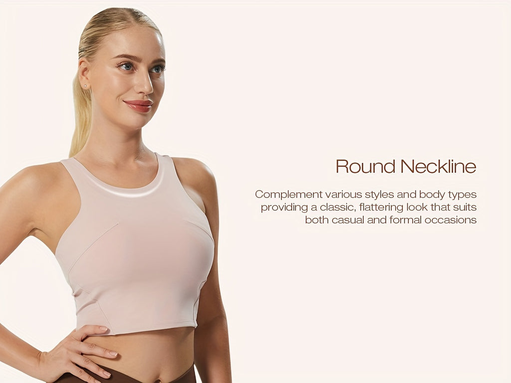 Women's Racerback Sports Tank Top - Athletic Built-in Bra Crop Vest For Running And Yoga, Sleeveless Workout Active Wear