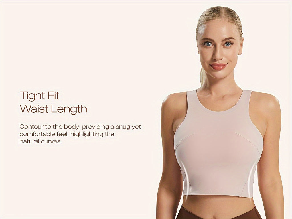 Women's Racerback Sports Tank Top - Athletic Built-in Bra Crop Vest For Running And Yoga, Sleeveless Workout Active Wear